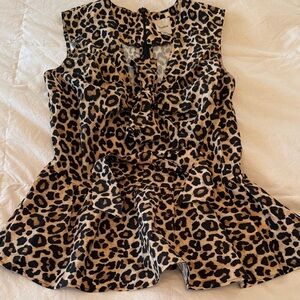 Anthropologie -Maeve  Leopard Print Ruffle Blouse size xs